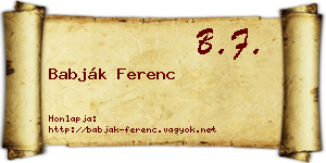 Babják Ferenc névjegykártya
