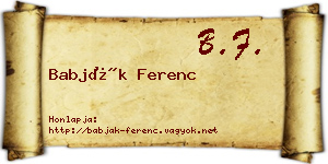 Babják Ferenc névjegykártya